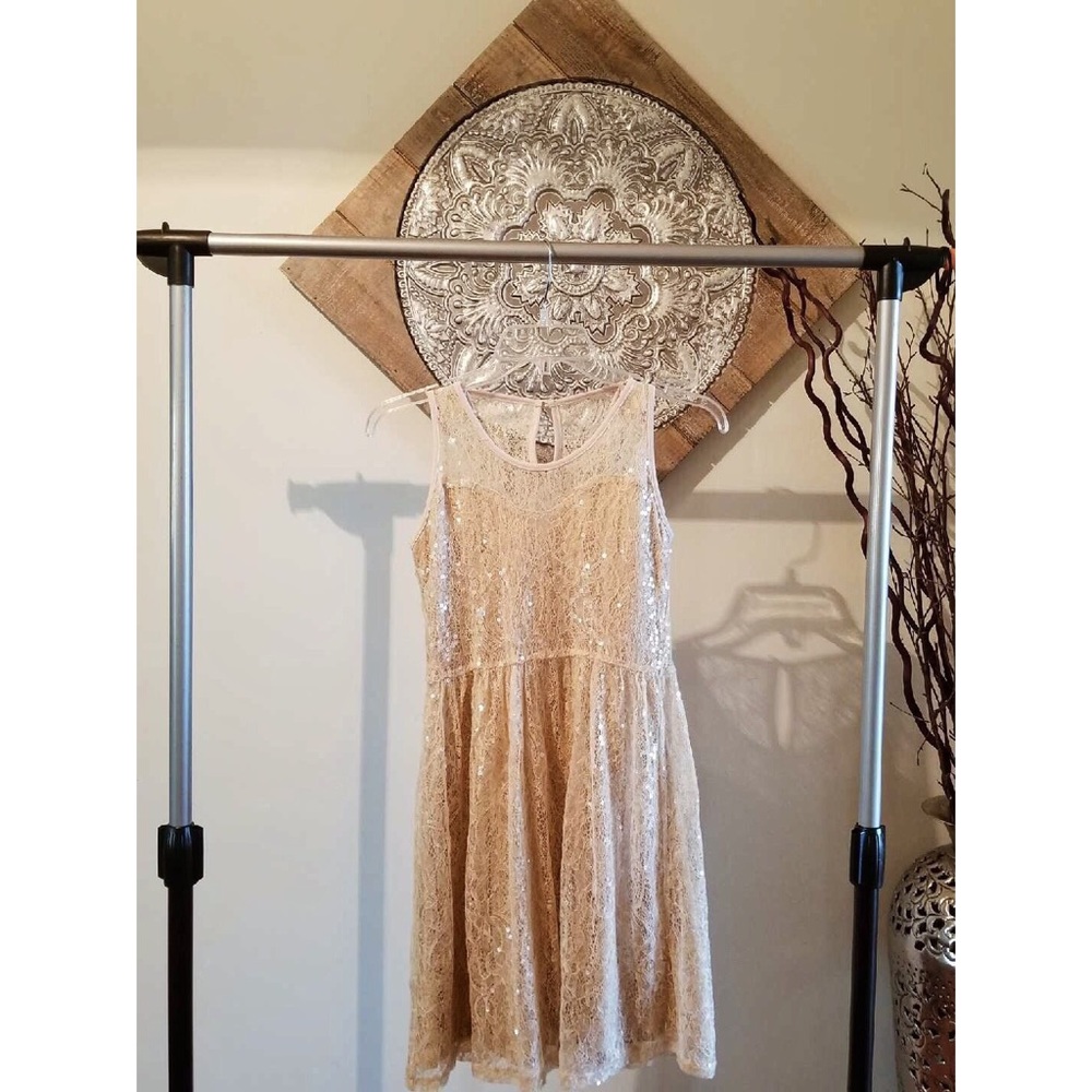 Cream Lace Sequin Dress